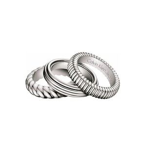 Calvin Klein Jeans Textured Triple Band Ring Set - Silver Sophisticated Modern